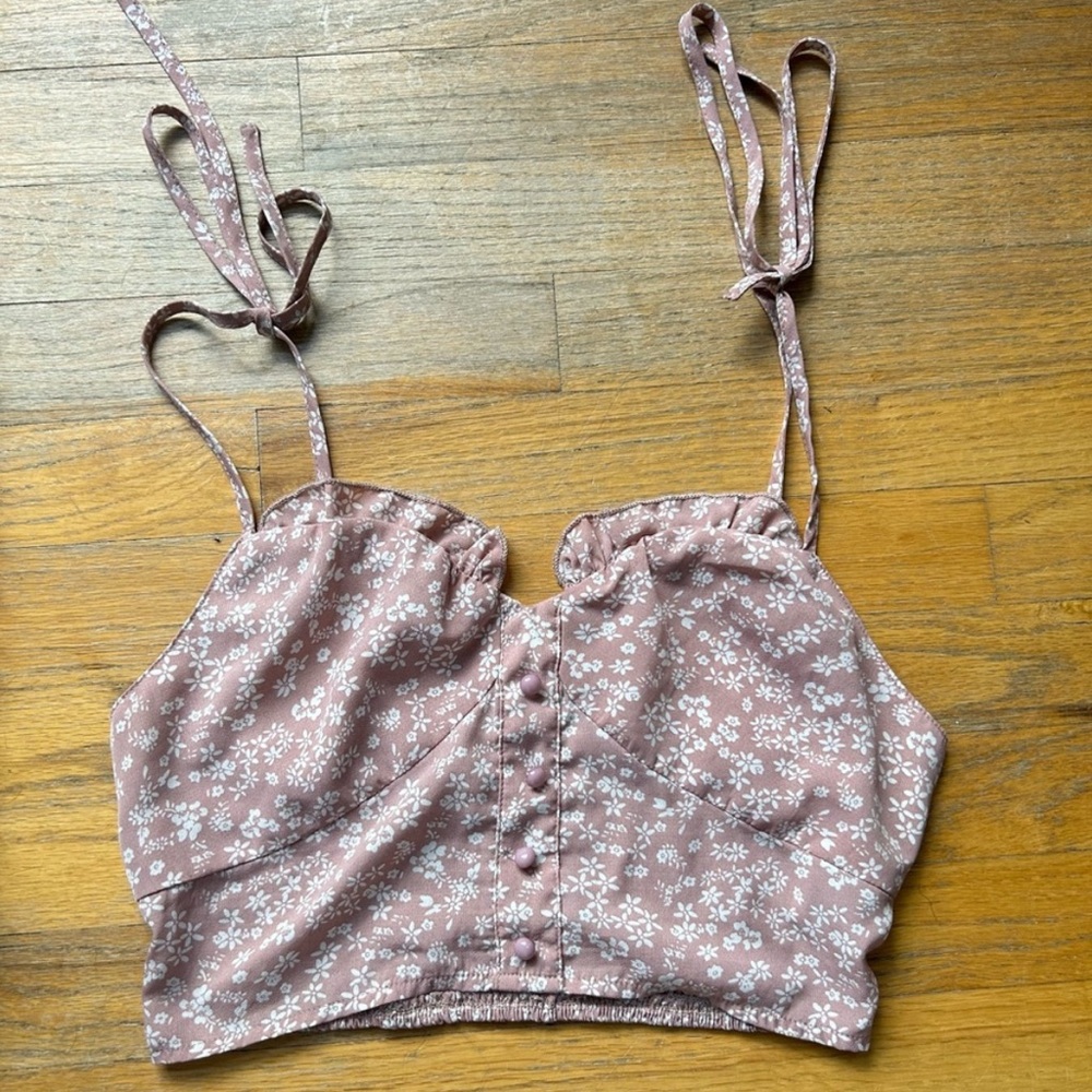 Shein Pink Floral Crop Top
